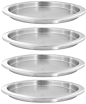 Kosma Juego de 4 bandejas de acero inoxidable, bandeja para camareros, bandeja redonda para servir | bandeja circular para servir | bandeja para bebidas | ideal para servicio de alimentos y bebidas, 14 pulgadas (36 cm)