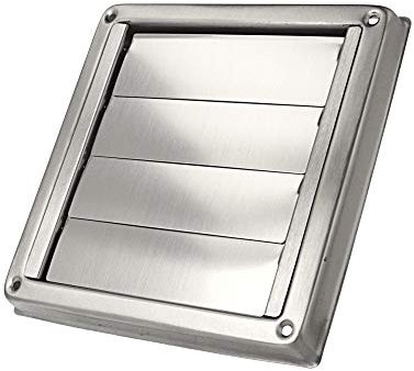 Slat grille stainless steel matt brushed exhaust grille, extractor grille, overpressure grille, with connection nozzle, exterior wall grille, ventilation grille, weather protection grille, outer flap