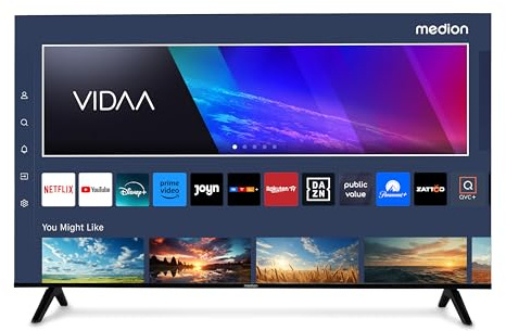 MEDION 163,9 cm (65 Zoll) Ultra HD Fernseher (Smart-TV, HDR10, VIDAA Store, Netflix, Prime Video, Disney+, DAZN, Paramount+, HbbTV, PVR, Bluetooth, MD 865200)