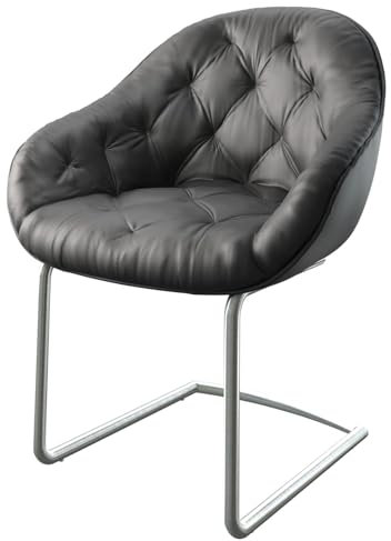 Schwingstuhl Gaio-Flex Freischwinger rund Edelstahl Echt-Leder Schwarz