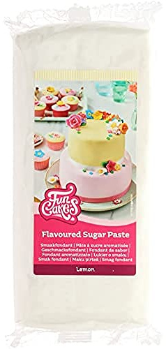 FunCakes Fondant de Sabor Limón, textura suave, fácil de extender, pasta de azúcar, perfecto para tartas, cupcakes y galletas. Halal, Kosher y sin gluten. 1 kg