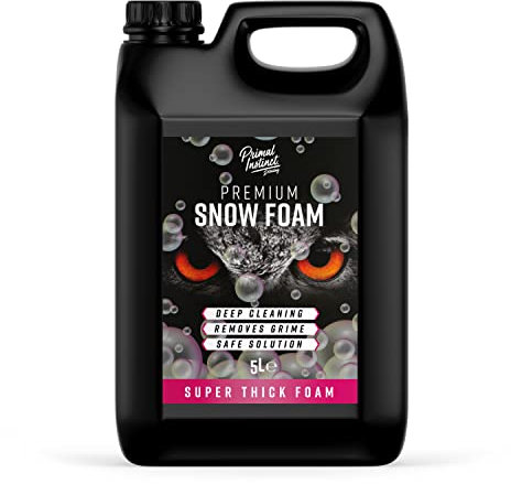 Primal Instinct Premium Snow Foam-Quick Wash Concentrated Car Shampoo for Pressure Washers-Super Thick & Non-Caustic-5 Litre, Clear