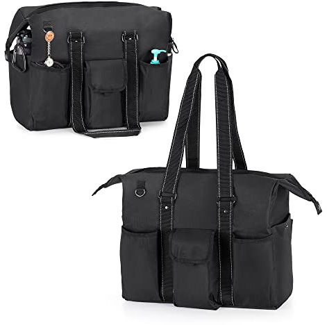 Damero Borsa da lavoro per infermiera, Borsa da lavoro portatile per infermiera per chiamate a domicilio, donna, forniture mediche, Nero