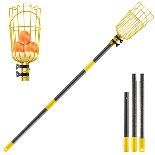 INFLATION Obstpflücker-Werkzeug, Apfelpflückerstange mit Korb, 1.5 m, verstellbare Obstpflückerstange mit Korb, Teleskop, stabiler Korb mit Schaumstoff-Pad zum Ernten von Avocado, Birne, Mango..