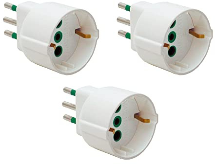 FANTON 82120-B3 - set 3 pz adattatore da spina piccola bipasso 10A a schuko 16A presa italo/tedesca