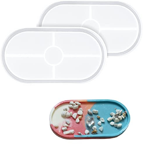 Sottobicchieri Stampi in Silicone,Stampo Piatto Ovale in Silicone,Stampi in Resina,Stampo per sottobicchieri,Stampi per Vassoioin per Fai-Da-Te per Sottobicchieri Tazze Decorazioni per la Casa,2 Pezzi
