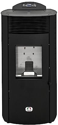 STUFE A PELLET ITALIA Siberia Aria New 18 KW WiFi | Pelletöfen Effizienz 91% Heizt 180m² Autonomie 30 Std Programmierbar WiFi-Steuerung 5 Geschwindigkeiten und Kräfte 24 Monate Garantie Schwarz