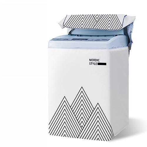 Odot Washing Machine Cover Top Load Waterproof Dustproof Washer Machine Dryer Protector Sunscreen Washer Dryer Cover for Most Top Load Washer/Dryer (XXL,white mountain)