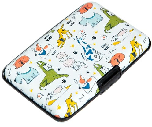 Kaabao Credit Card Holder for Women Men RFID Blocking Wallet Small Business Metal Slim Mini Aluminum Hard Case (Hand Drawn Dogs)