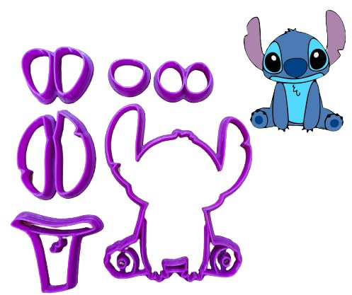 Tagliabiscotti.it - Stitch Sezionato - Cookies Cutter - Formina per Biscotti e PDZ - Stampo + Cutter - 8,5cm x 7cm x 1cm