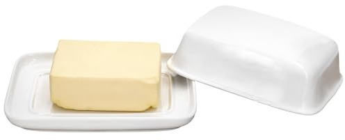 MamboCat Bärbel 2tlg. Butterdose mit Deckel weiß I rechteckige Porzellan-Dose mit klassischem Design für 1 Stück Butter (250g) I Behälter zur Aufbewahrung von Butter & Margarine