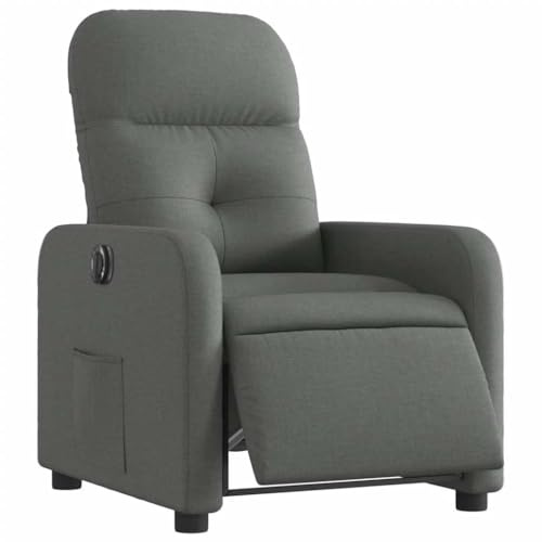 vidaXL Elektrisk reclinerfåtölj mörkgrå tyg, fåtölj, fåtölj med uppresningshjälp, reclinerstol, fåtöljer, fåtöljer med uppresningshjälp