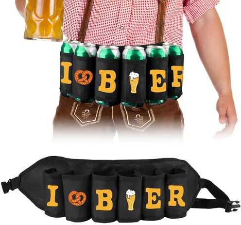 BOFUNX Biergürtel Portable Trinker Bier Getränkedosengürtel Oxford Gürtelhalter Bierhalter 6 Getränke Gürtel für Camping Wandern Outdoor Party Geburtstag Oktoberfest
