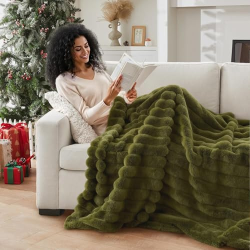 Lanqinglv Kuscheldecke Flauschig Decke Grün,Dicke Kuscheldecke Groß Plüsch Flanell Decke,Weiche Warme Winter Couchdecke Überwurfdecke Sofadecke Tagesdecke Für Bett Couch,220x240 cm