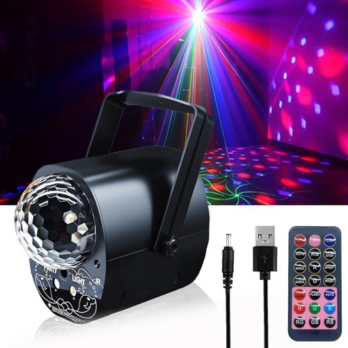 Luci discoteca,palla da discoteca,3 IN 1 Strobo Discoteca,360° rotante,con Telecomando,1 M Cavo USB,luci discoteca a ritmo di musica,per Famiglia, Festa Disco Bambini, Feste, Club, Matrimoni