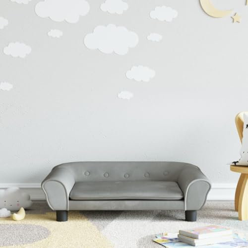 Rantry Kindersofa hellgrau, 70 x 45 x 26 cm aus Samt, Gartensofa für den Außenbereich, Bett, Sofa, für Terrasse und Außenbereich
