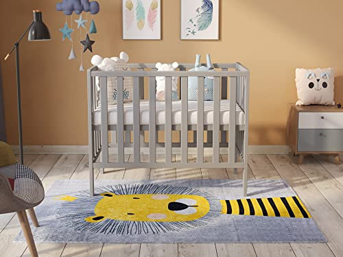 Love For Sleep Babybett Beistellbett 100x50cm mit Schaumstoffmatratze Grau Paris Kinderbett Baby Bett Holz - Kinderbett Babybett, Mitwachsend Gitterbett Baby Bed