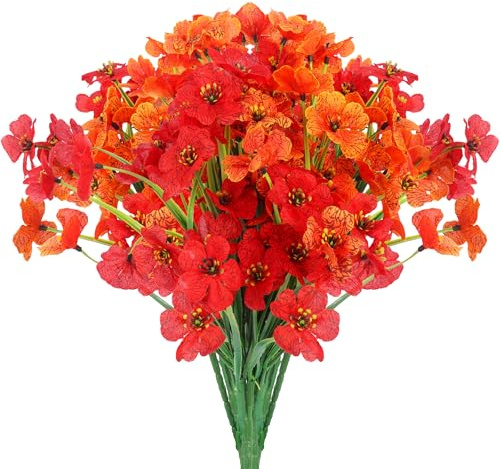 Businey 12 Bundles Outdoor Artificial Flowers, UV Resistant Fake Flowers, Artificial Flowers Outdoor, UV Resistant Fake Flowers for Indoor Outside, Artificial Plants Garden Porch Window Box