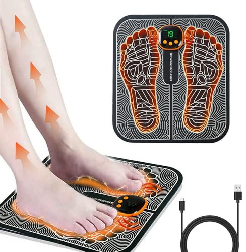EMS Massaggiatore per Piedi Tappetino per stimolatore Muscolare,Massaggiatore Portatile,Elettrico Massaggiatore Plantare,8 modalità,19 Intensità