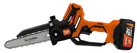 Altuna - Motosierra a Batería con Cadena de Titanio Autoengrasable - Motor Brushless 1000W - Corte 180mm - Incluye 2 Baterías 4Ah - Ligera y Compacta - Con Maletín Protector y Gafas de Protección