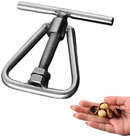 EnweiBingshi Nut Cracker Tool Stainless Steel Nut Cracker Sturdy Pecan Cracker Heavy Duty for All Nuts, Pecan, Walnuts, Macadamia Nuts, Hazelnut, Almonds (silver)
