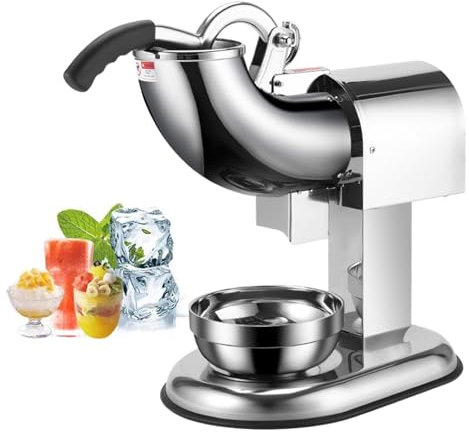 Broyeur à Glace Électrique, Lames en Acier Inoxydable, 99 Kg/h, Machine à Glace Pilée Professionnelle, Machine à Cornets de Glace pour La Maison, les Commerces,4knives