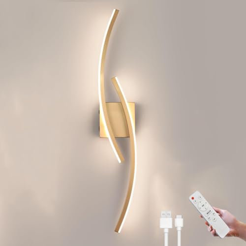 LOGT Lampada da Parete a LED dimmerabile con Telecomando Applique a Batteria Ricaricabile con Interruttore a sfioramento 6000mAh Luce da Parete di Ricarica USB Senza Alimentazione Lampada10W,1Stück