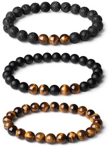 XIANNVXI 3/4 Stücke Perlenarmband Herren 8mm Perlen Armbänder Männer Perlenarmband Naturstein Armband Elastische Armbänder Set Herrenschmuck Geschenke für Männer Frauen