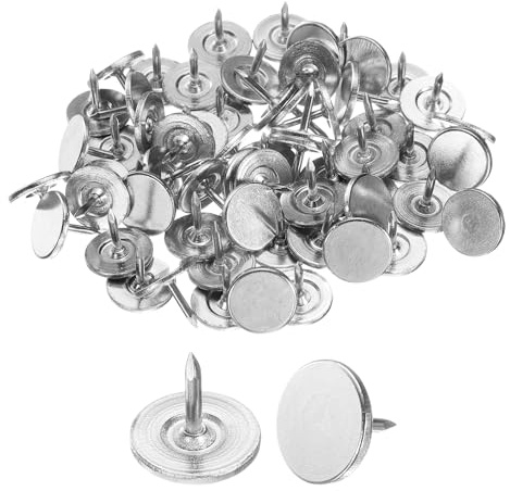 QUARKZMAN 60Pcs Clous de Tapissier, Clou de Pouce à Tête Plate de 11mmx10mm, Clous Décoratifs pour Meubles, Punaises pour Meubles de Canapé, Têtes de Lit, Argent