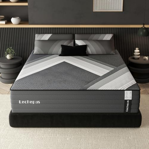 Lechepus 10Inch California King Mattress in Box, Medium Firm Memory Foam Calking Size Mattress Sleep Presssure Relief, 5-Zone Individual Pocket Spring Mattresses, CertiPUR-US None of Fiberglass