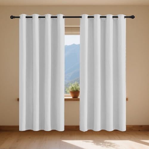 LISANSAN Gardinen Blickdichte 180 x 90 cm Thermo Vorhang Gegen Kälte Und Hitze Blickdicht Wunderschön Weich Vorhang Vielen Farben Und Größen für Jedes Fenster, Weiß