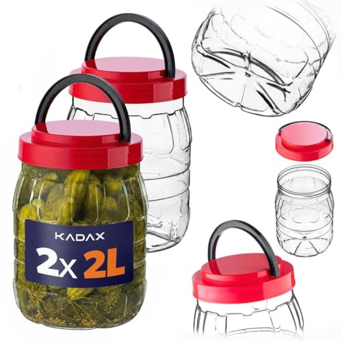 KADAX Vorratsgläser 2L mit Deckel im 2er Set, Vorratsdosen aus Kunststoff, Aufbewahrungsgläser, Vorratsbehälter für Lebensmittel, Plastikbehälter, Plastikdosen