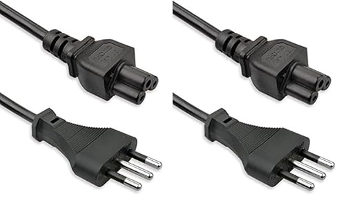 VulTech ALIM3-15 Cavo di Alimentazione Tripolare 1.5m – Spina Italiana 10A a IEC C5 2,5A – Per PC, Monitor, Stampanti – Uso Domestico o Professionale – Nero (Confezione da 2)