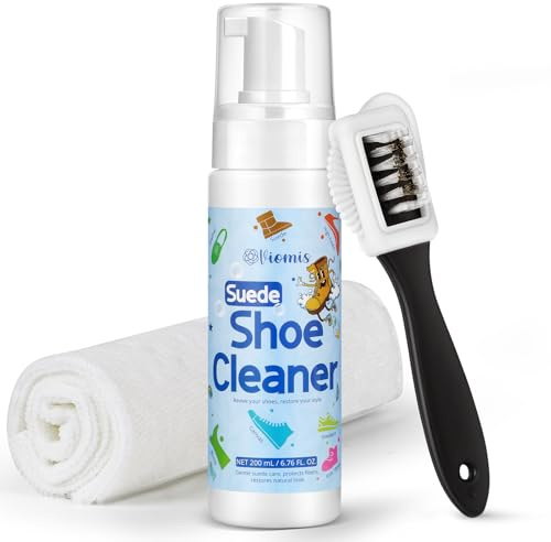Viomis Suede Shoe Cleaner Kit - 200ml (6.76oz) Professional Suede & Nubuck Cleaner with Specialized Brush & Microfiber Towel - Waterless Cleaning Solution for Boots, Sneakers, Handbags and Jackets