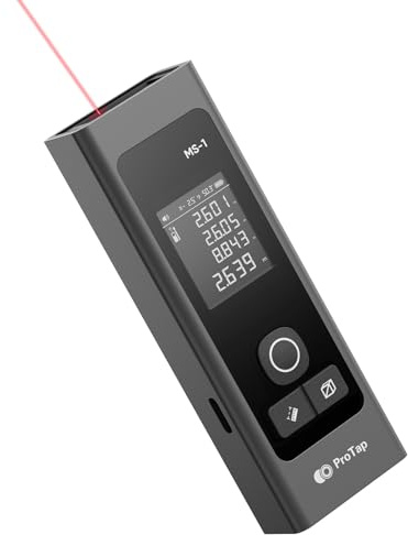 Protap Laser Measure - 393 FT Laser Distance Meters, Type-C Rechargeable Laser Measuring Tool- Area/Volume/Pythagorean for Construction, Tiling, DIY with 1.4 Black LCD