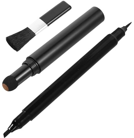 NOLITOY Lápiz para Barba con Cepillo Negro para Hombres con Barba Material Abs y Algodón Fácil de Usar y Limpiar Adecuado para Rellenar y Moldear