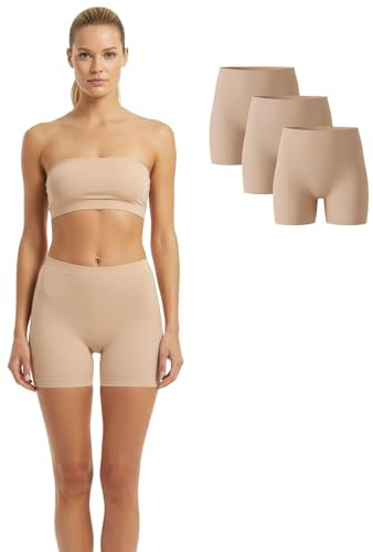 Basic Treasure 3 Leggings Courts Femme, Cyclisme, Beige, S-M