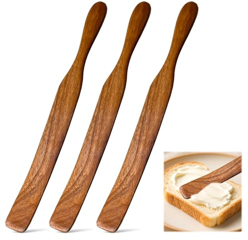 3 Pezzi Spatola Sottile in Legno per Frullatore a Spurtle