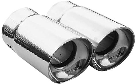 Auspuffblende Doppelrohr Endrohr Edelstahl Auto Endrohrblenden Auspuffendrohr Auspuffrohr Tuning Universell Schalldampf Blende Sport Rund Chrom Auspuffspitzen 43-65mm