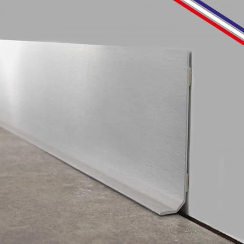 99 Déco - 10 Plinthes Murales PVC Adhésives Effet Alu Brossé Style Industriel 100 x 8 cm - 1 mètre chacune (10 mètres au Total) - Pose Facile sans Colle ni Perçage - Fabrication Française