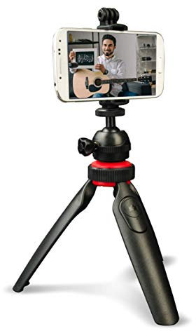 DigiPower TP-ACT5 - Treppiede con telecomando Bluetooth rimovibile, compatibile con telefoni cellulari, action camera e fotocamere DSLR, colore: Nero