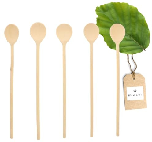 HOFMEISTER® Grande cuillère de cuisine en bois, produit naturel : fabriquée à la main, sans plastique, sans rayure, non traitée, résistante à la chaleur, cuillère à mélanger antibactérienne en hêtre,