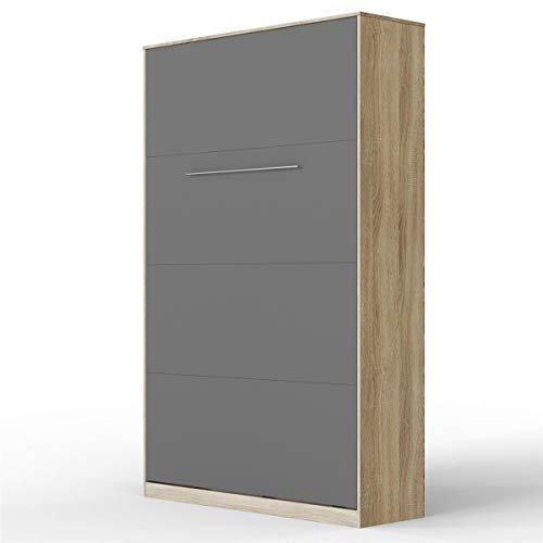 SMARTBett Schrankbett Standard Eiche Sonoma/Anthrazit 120 Vertikal