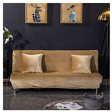 AMDXD Sofaüberwürfe, Einfarbig Elastische Stretch Sitzer Sofa Hussen Geeignet für 1/2/ 3/4 Sitzsofa und Ecksofa, in Polyester, Anti-Rutsch, Elastischer, Khaki, Klein 120-155CM