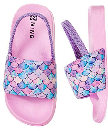 WateLves Chanclas Niña Niño Playa Piscina Zapatillas de Verano Zapatos Chanclas Niña Baño Hogar Ligero Antideslizante Sandalias(Escala de pescado rosa, 26/27EU)
