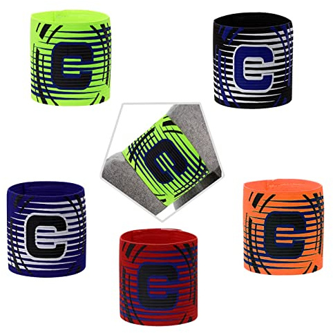 WUERKIYA 5 Stück Fußball kapitänsbinde Kinder Spielführer-armbinde Verstellbare Größe Elastische Kapitänsbinde Armband Multicolor Fußball Elastic Armbinden Erwachsene 5 Farben