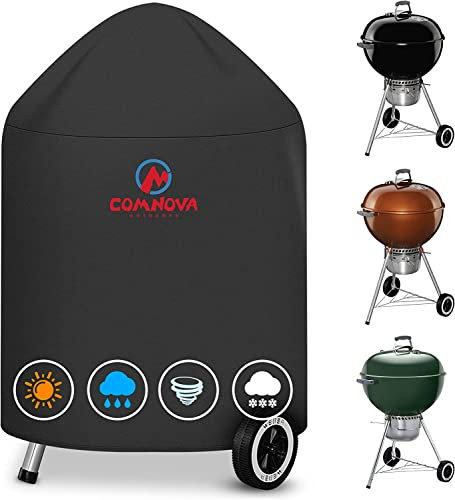 Comnova Holzkohle-Kugelgrill Abdeckung - 600D BBQ Abdeckung für Weber 22 Zoll Holzkohlegrill, Heavy Duty & wasserdichte Abdeckungen für Weber 22 Zoll Master Touch Holzkohlegrill, Original Kugelgrill