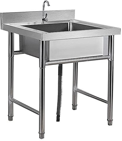 Lavandino per catering Lavandino per lavaggio a mano, Lavello commerciale in acciaio inossidabile addensato Cucina da pranzo Lavello per lavastoviglie a 1 scomparto, Facile da installare, Molto