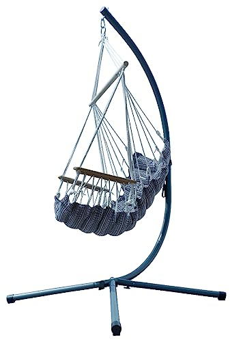 ALEOS. Design Hängesessel mit Metall Gestell komplett inkl. Ketten und Karabiner Outdoor - Metallgestell mit Hängestuhl - Hängesitz mit Ständer Gartenmöbel, Farbe:Spezial
