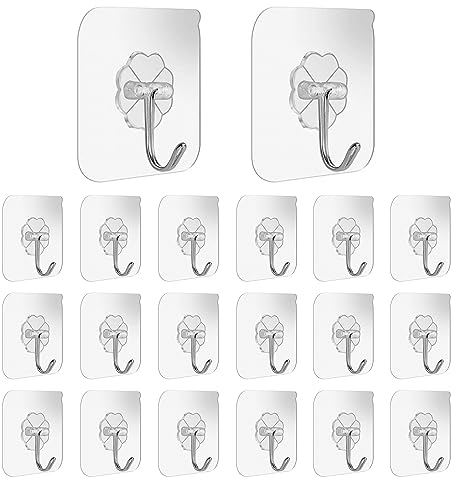 JurciCat Klebehaken 20 Stück Selbstklebende haken Wandhaken Haken selbstklebend klebehaken extra stark für Badezimmer Küche Bad Wand Decke